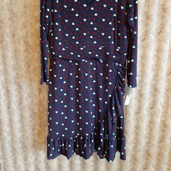 NWT Navy heart print dress Talbots - Picture 2 of 8